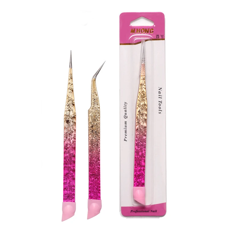 Pinzas para manicura, 1/2 piezas, pegatinas para uñas, Clip de recogida de diamantes de imitación, extensión de pestañas, herramientas de maquillaje, eliminación de espinillas, exprimidor de acné