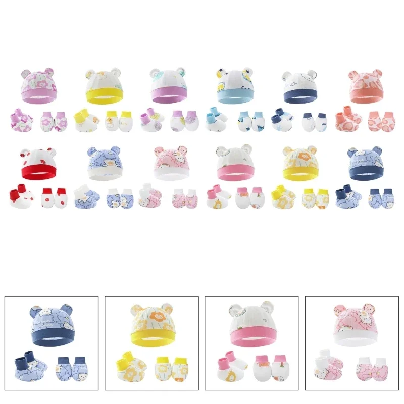 Newborn Baby Cap No Scratch Mittens Baby Gloves Sock Set Newborn Hospital Hat Newborn Baby Mittens Anti Scratch