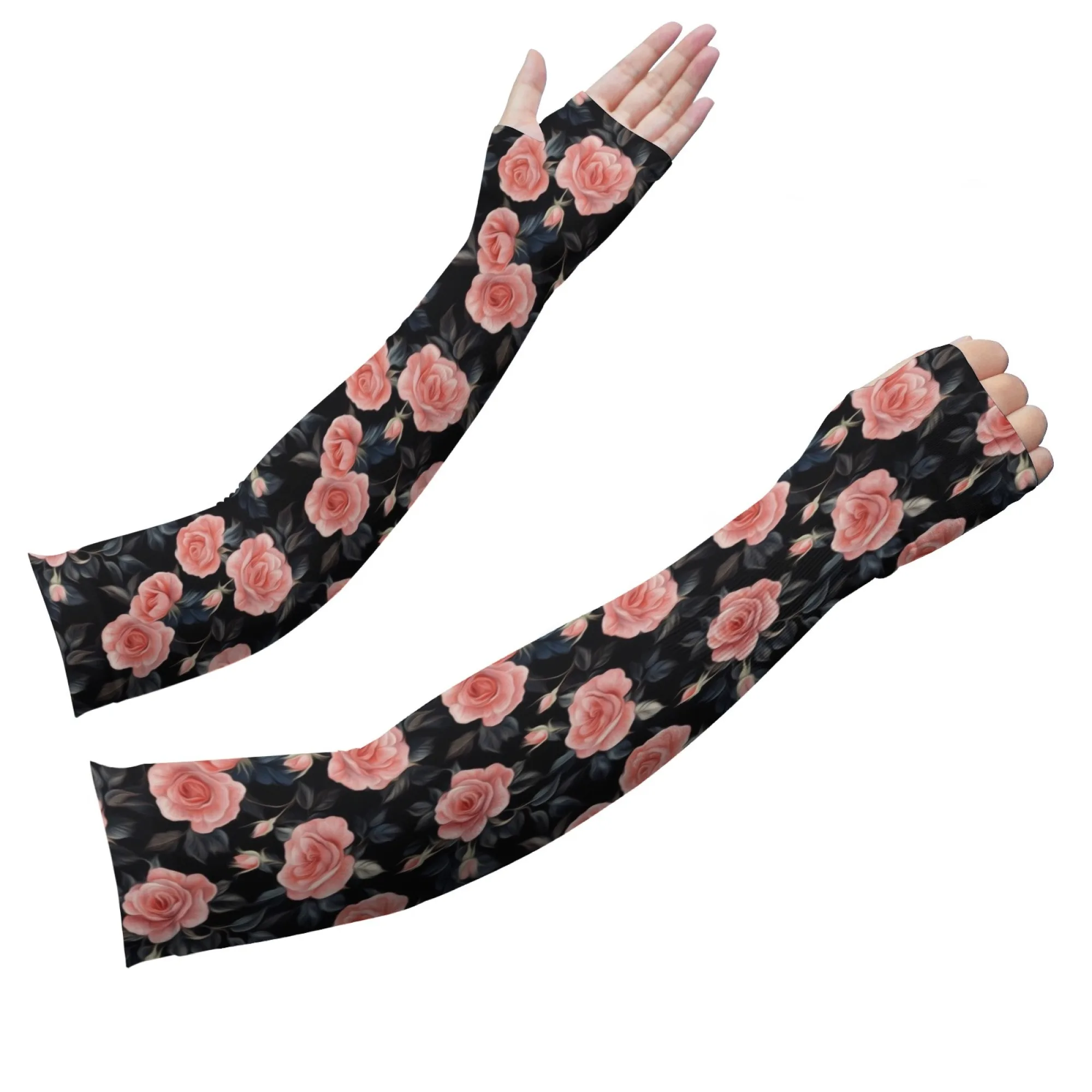 

Pink Rose Print Unisex Arm Sleeves Lightweight and Breathable for Outdoor Hiking Cycling Gardening Protective Arm Sleeves