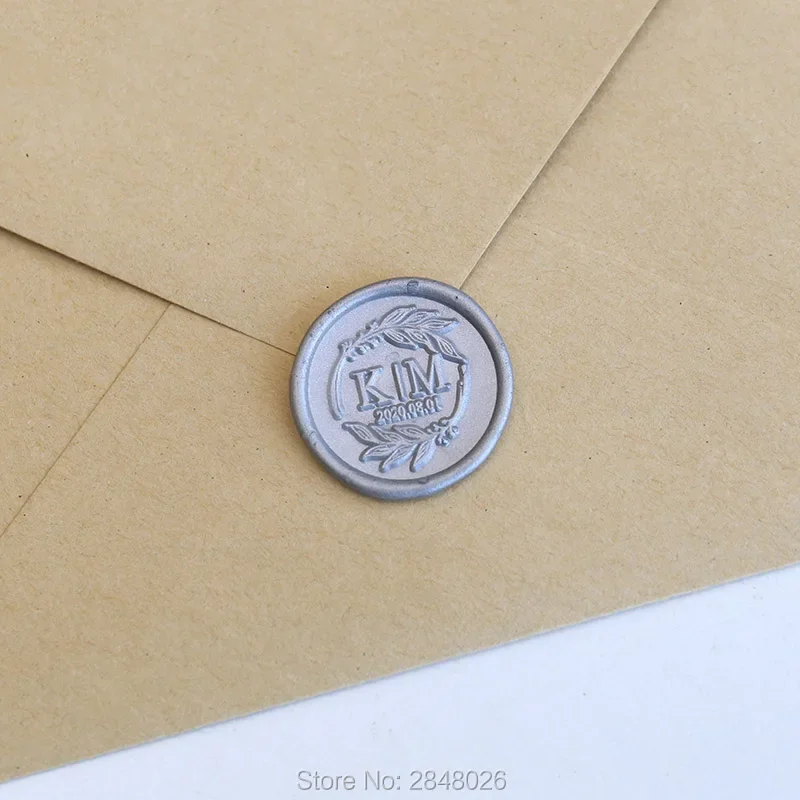 Custom Wedding Wreath TWO Initials with date WAX SEAL STICKER,wedding seal sticker,party wax seal sticker,Rustic wedding sticker