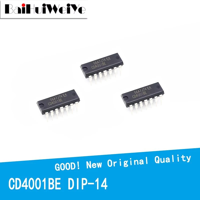 10PCS/LOT CD4001 CD4001BE CD4001B DIP-14 New DECADE COUNTER DIVIDER IC Chip Good Quality Chipset DIP14