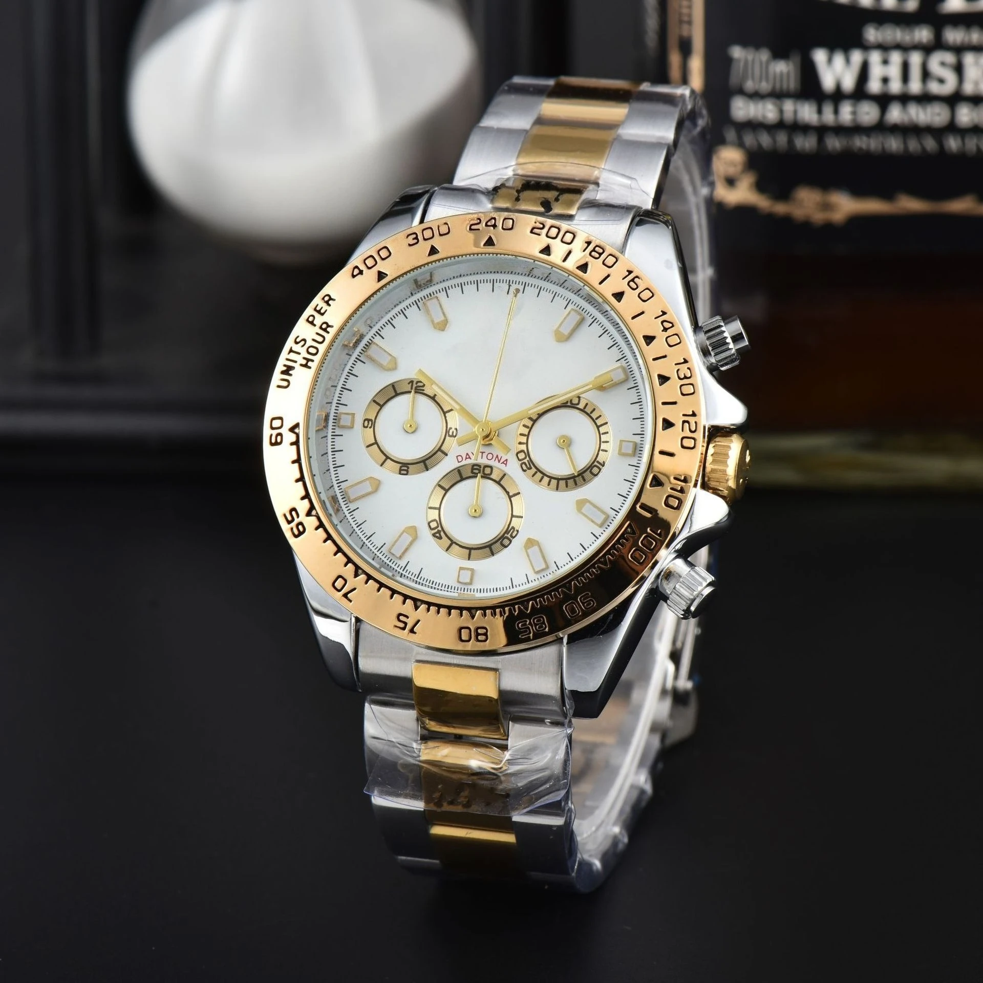 2025 مصمم ساعة فاخرة جديدة ستة أيدي ثلاثة أقراص فرعية متعددة الوظائف كرونوغراف حركة كوارتز عالية الجودة ساعة يد رجالي #4