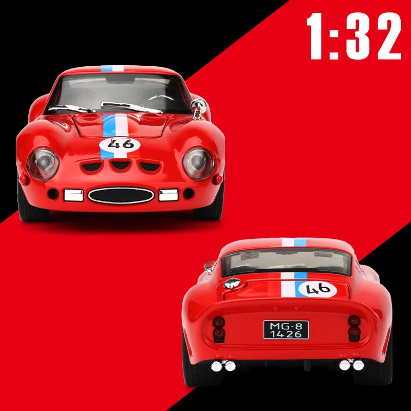 1:32 250 GTO Supercar Alloy Car Model Sound and Light Pull Back Children's Toy Collectibles Birthday gift