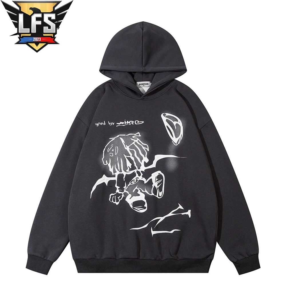 

Mens Y2k Cartoon Graffiti Boy Print Oversized Hoodies Hip Hop Streetwear Long Sleeve Cotton Tops Unisex Hooded Sweatshirts