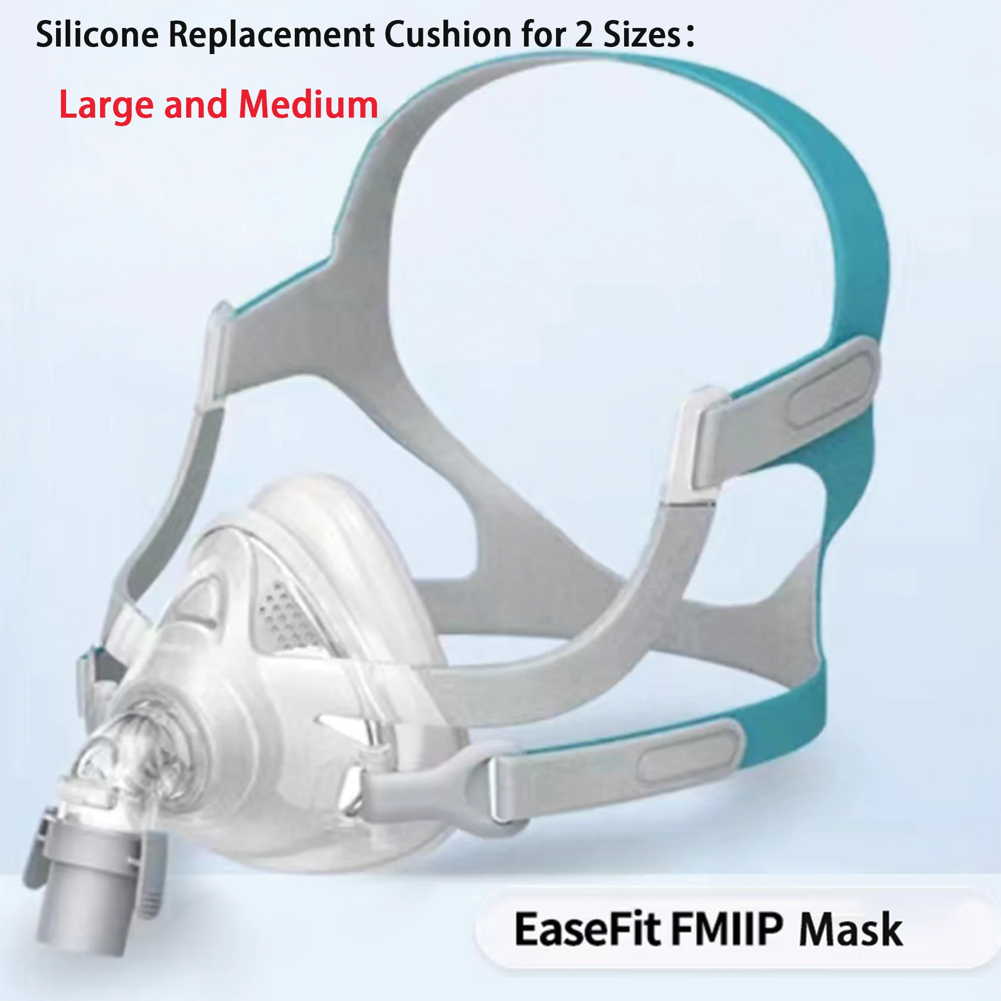 

Universal Replacement Full Face Set, Assembly Kit Includes Headgear, Frame, Silicone Cushion and Elbows, Covers Mouth and Nose