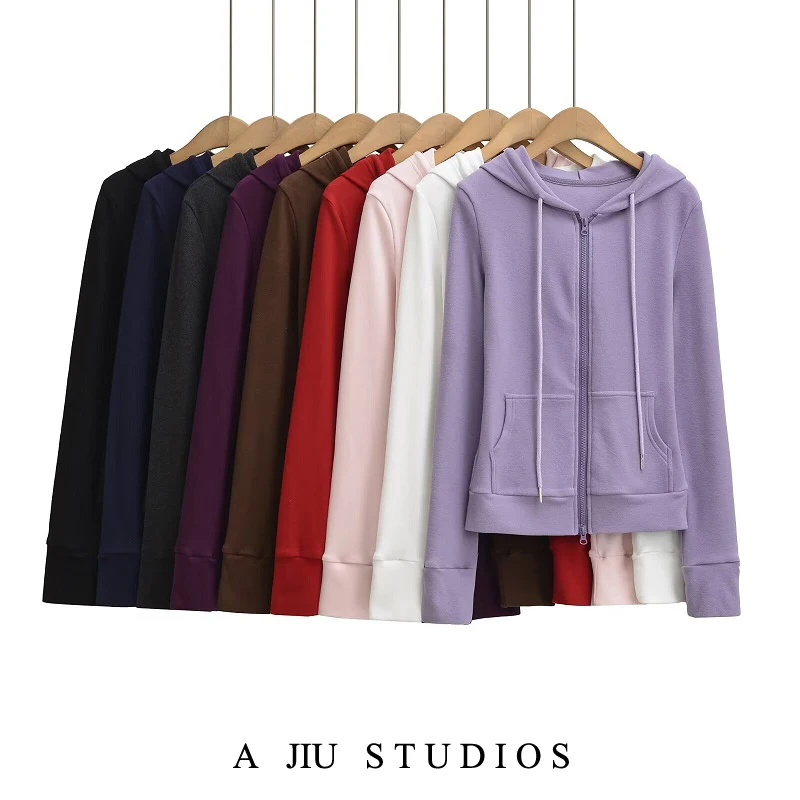 الرجعية الأمريكية Sle اليوغا هوديي المرأة سليم صالح رياضية سستة ملابس خارجية غير رسمية الخريف الشتاء معطف مريح متعدد الاستخدامات