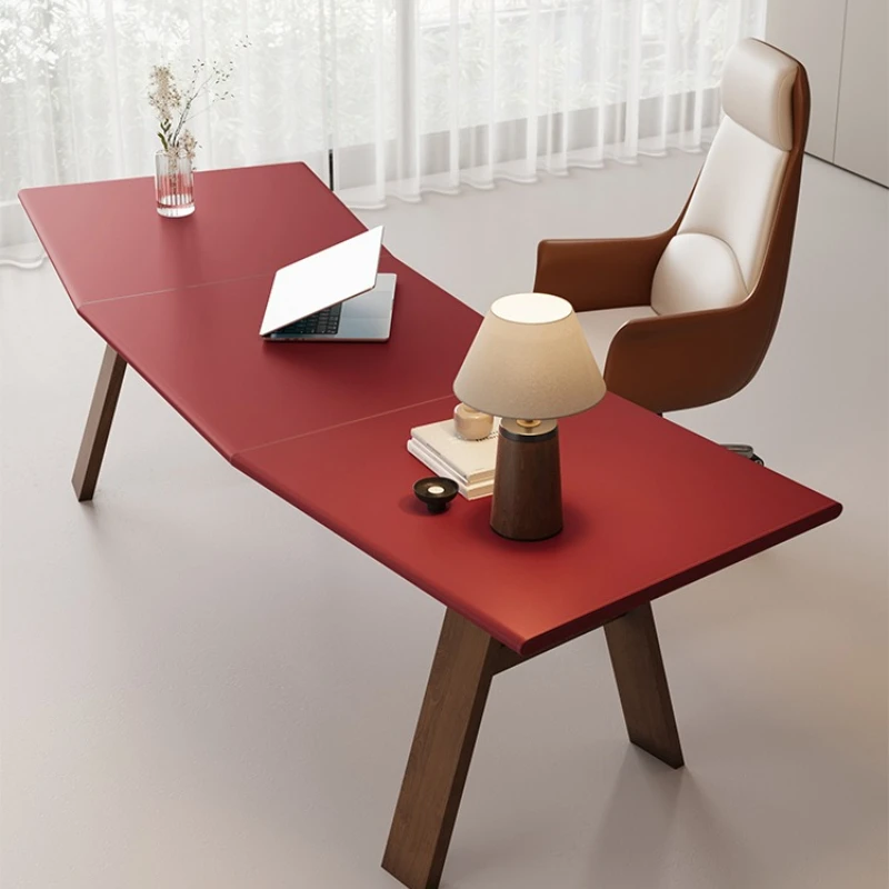 Solid wood desk boss desk study computer curved office workbench