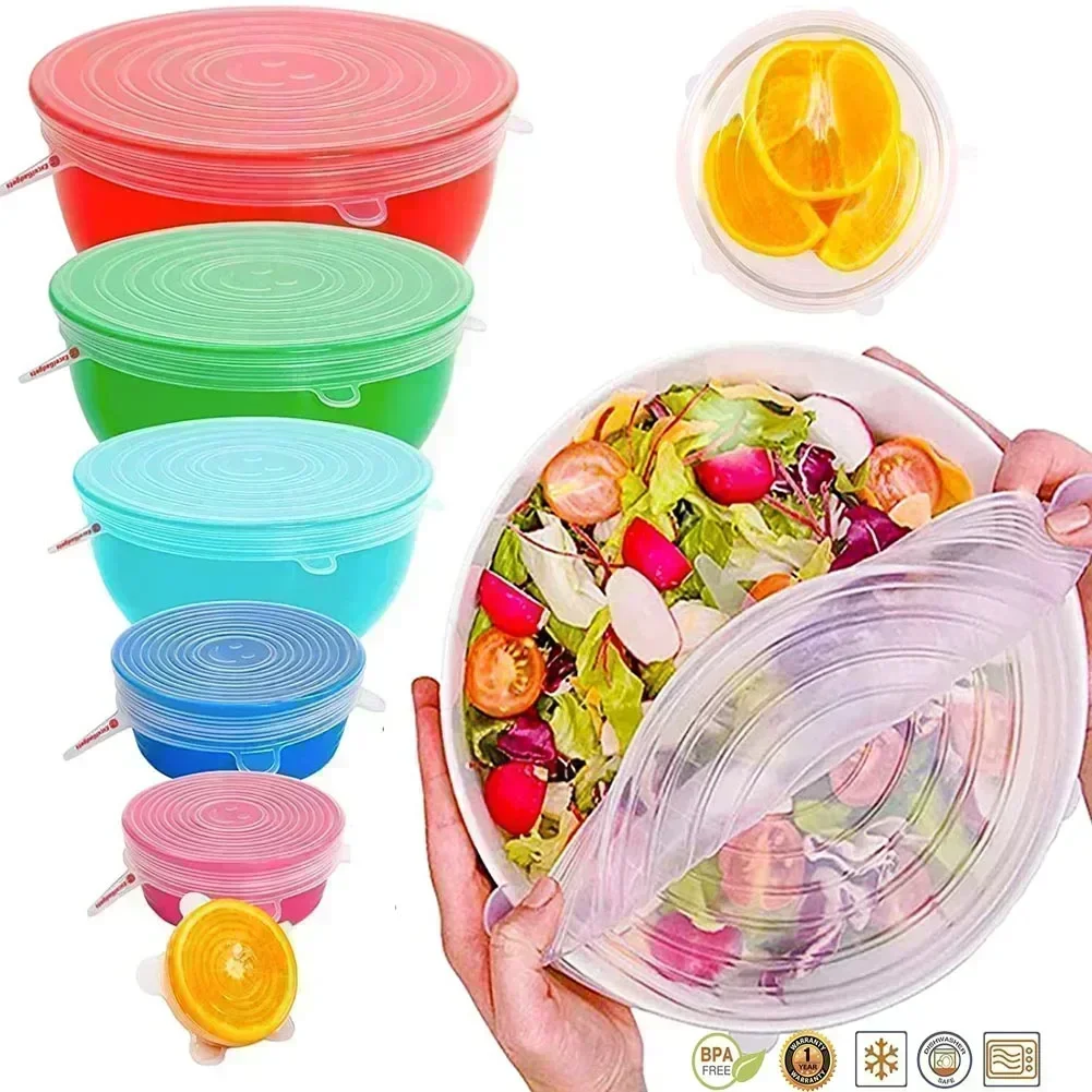 Silicone Cover Food Storage Container, Pratos gerais para geladeira, Acessórios de cozinha, Frigorífico, Adaptativo, Capa