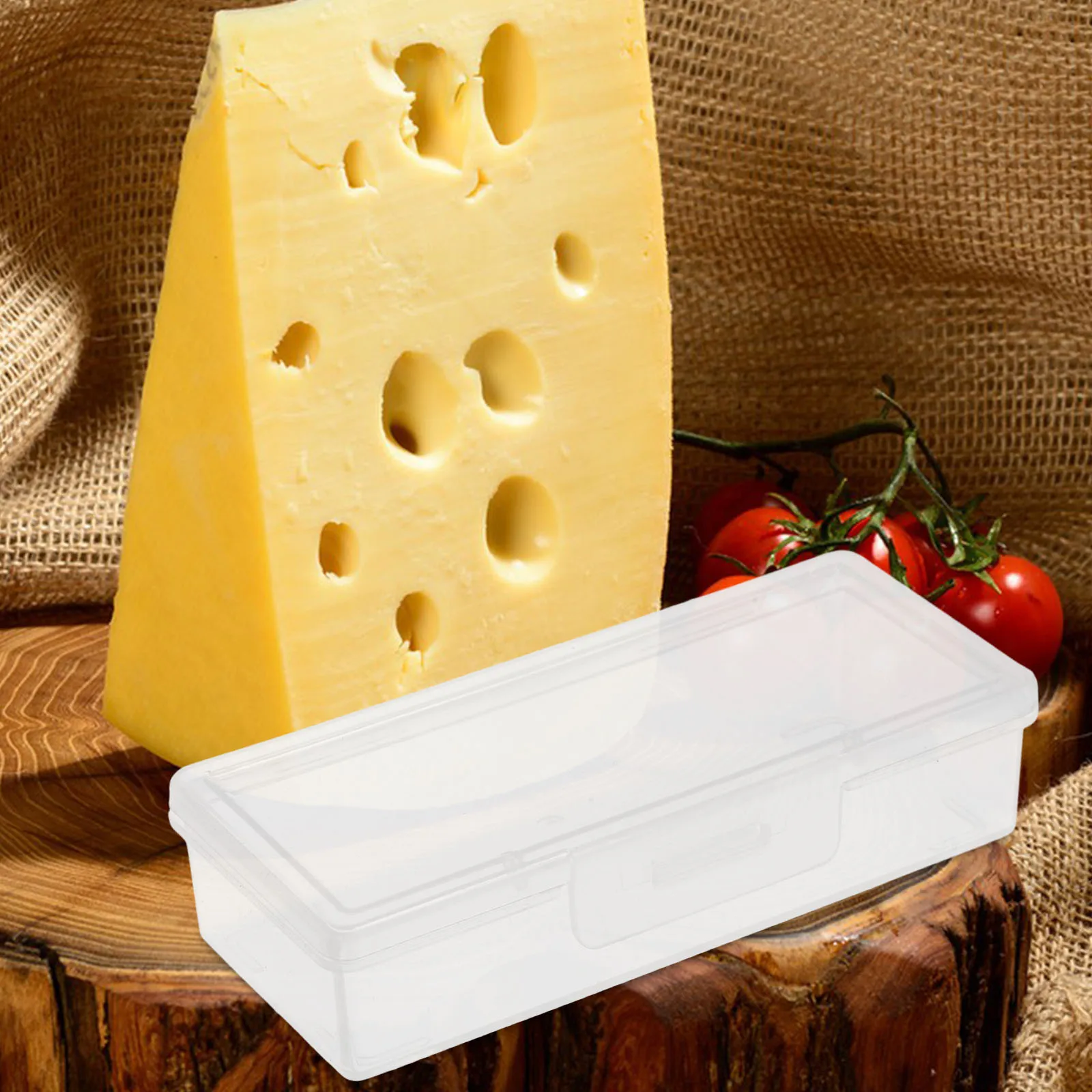 

1 Cheese Slice Storage Box Reusable Container Mini Long Strip Flip Lid Kitchen Fridge Organizer Garlic Ginger Fruit