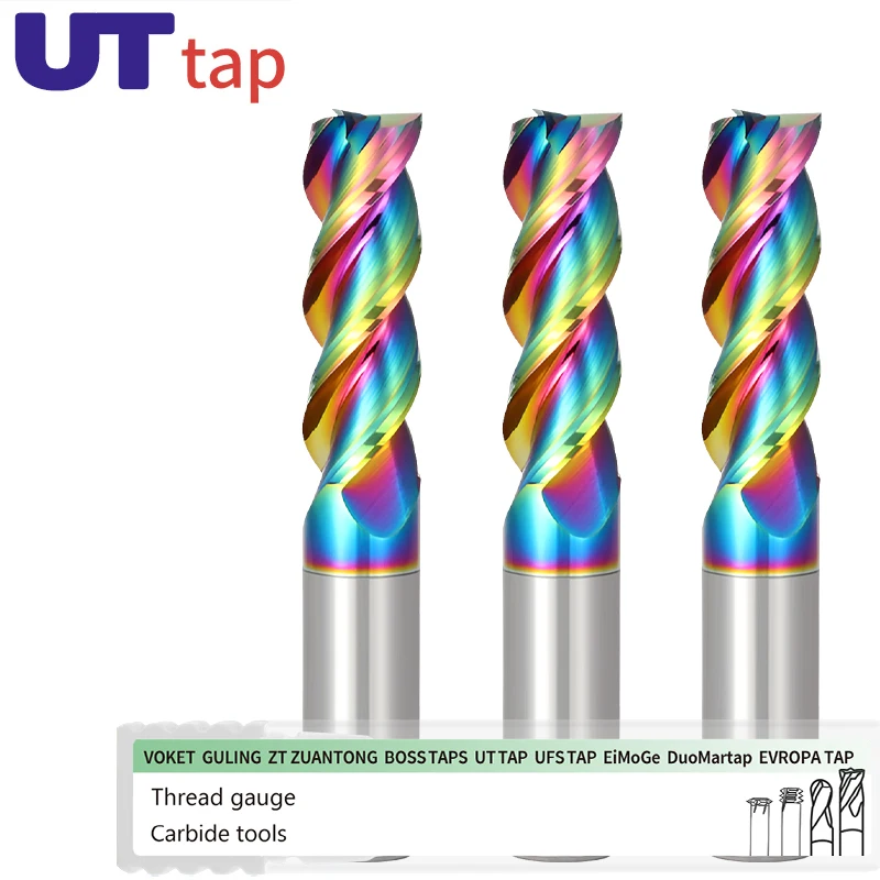 HRC58 3Flute Double Margin High Gloss Coated Carbide EndMill Tungsten Solid For Aluminum Fiberglass Acrylic Copper Plastic