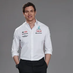 New Arrivals 2023 Petronas Team Officially Toto Wolff Longsleeve Shirt 2023 Official Team Hot Sale Men Brand Lapel White Shirts