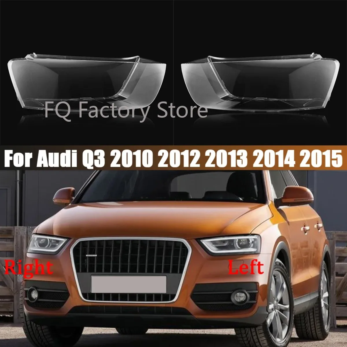 For Audi Q3 2010 2011 2012 2013 2014 2015 Left/Right Front Headlight Lens Cover Transparent Lampshade Clear Car Lamp Shell