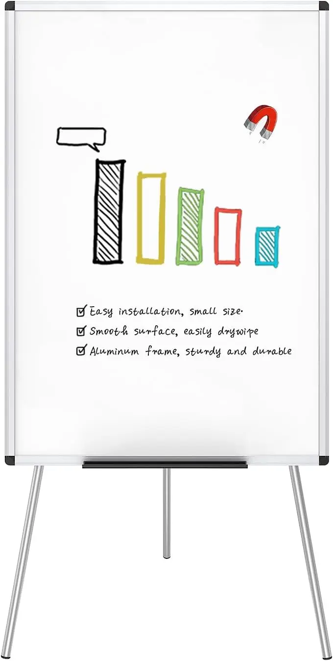 

Magnetic Portable Easel Dry Erase Board, Adjustable Height Whiteboard for Office & Classroom, 24x36 Inches