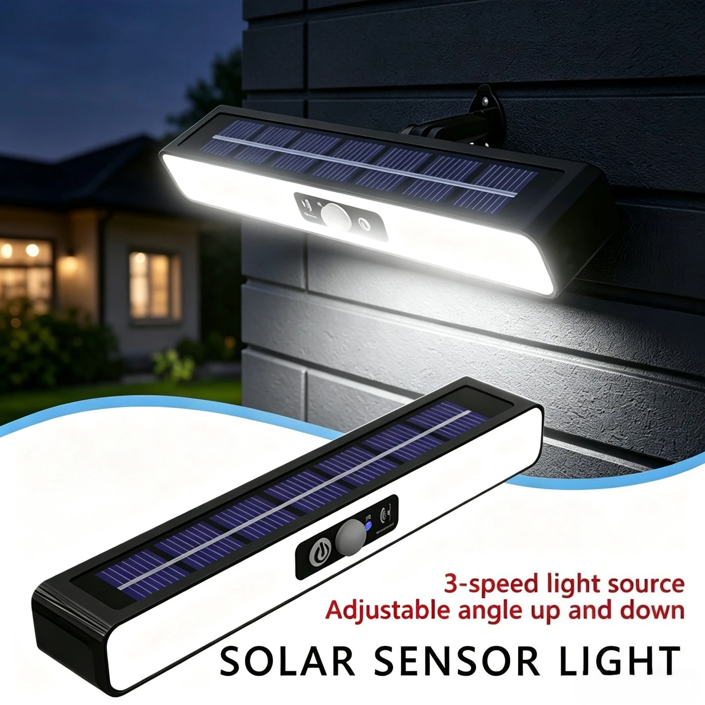 High Brightness LED Sensor Solar Light Red and Blue Warning Light Outdoor Waterproof Courtyard Clip on Portable Safety Lighting