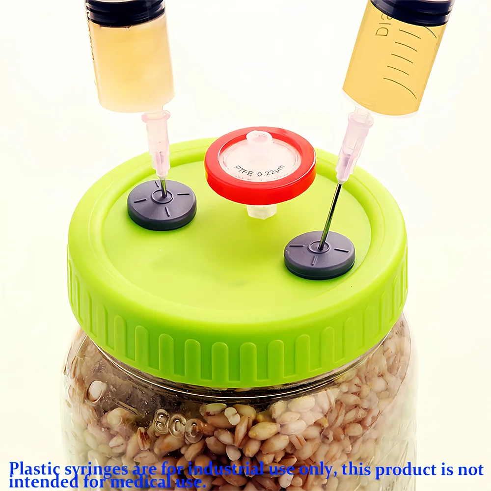 1 Piece/4 Pieces of Silicone Sealing Lids for Mushroom Mycelium Liquid Culture (Compatible with Mason Jars/Wide-Mouth Glass Jars), for In-Jar Strain Inoculation, Sealing, Pressure Regulation, and Static Cultivation, Suitable for Various Mushroom Cultivation, Planting, and Home Gardening Tools view 4