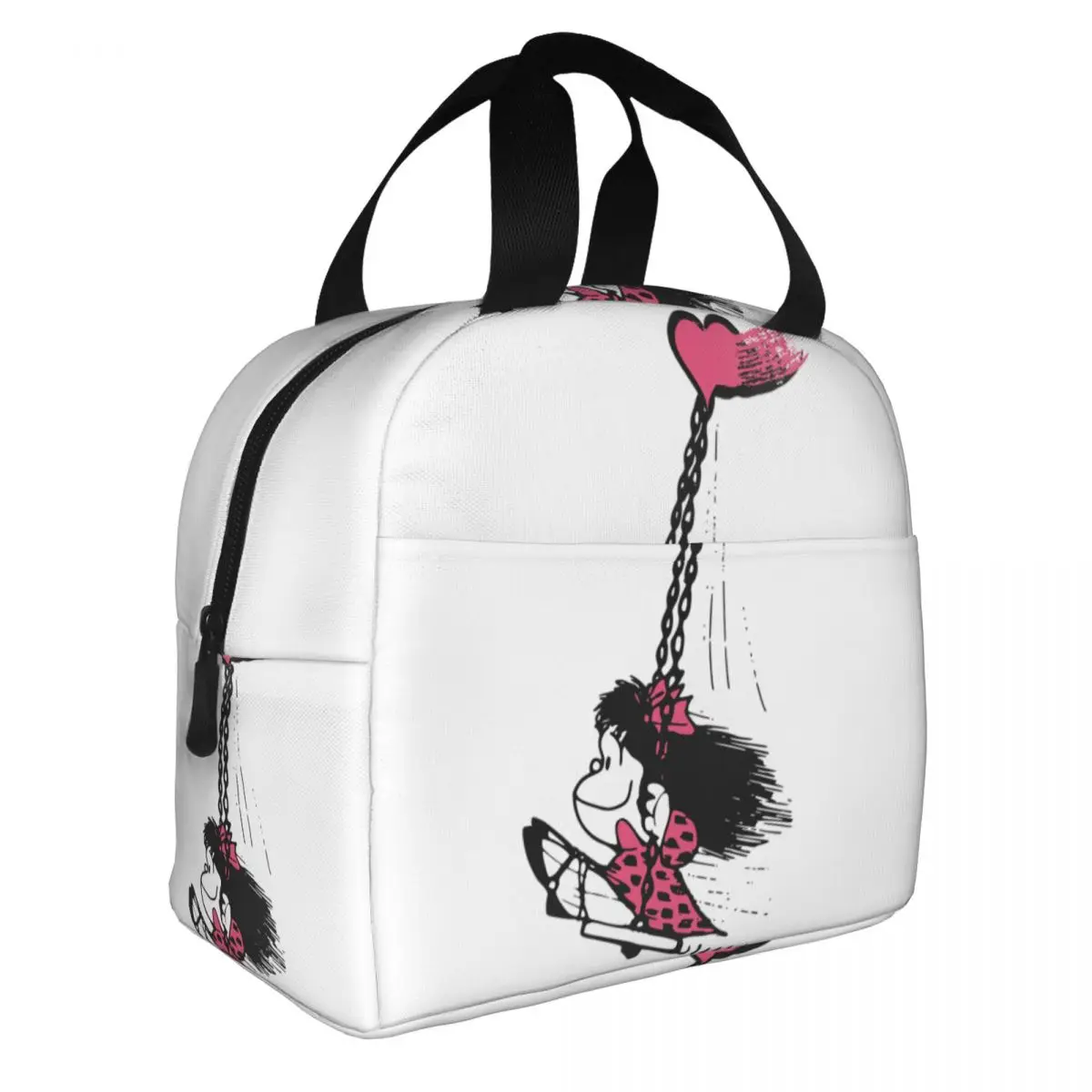 Freedon Heart Poster Thermal Insulated Lunch Bag Women Resuable Lunch Container for Outdoor Camping Travel Storage Food Box