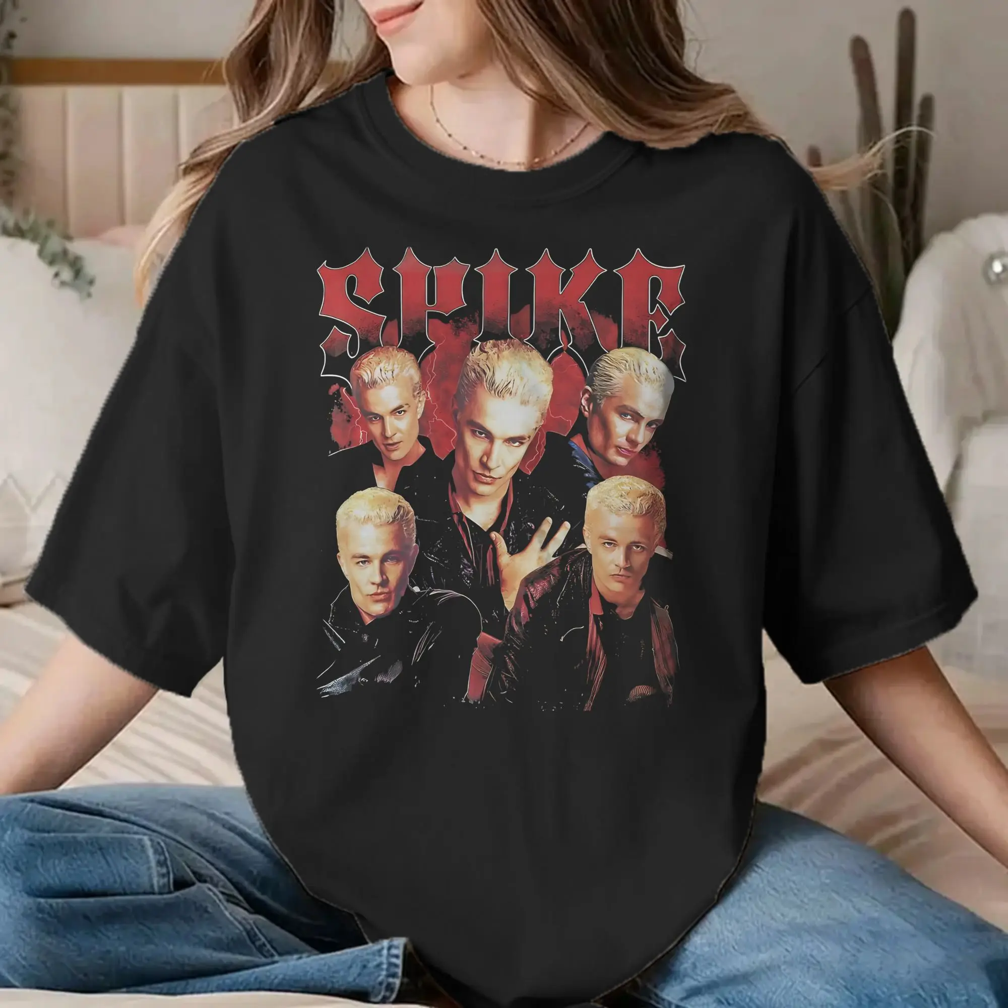 Vintage Buffy the Vampire Slayer Spike T Shirts Men Women's Pure Cotton Funny T-Shirt O Neck  Tee Shirt Short Sleeve Clothes