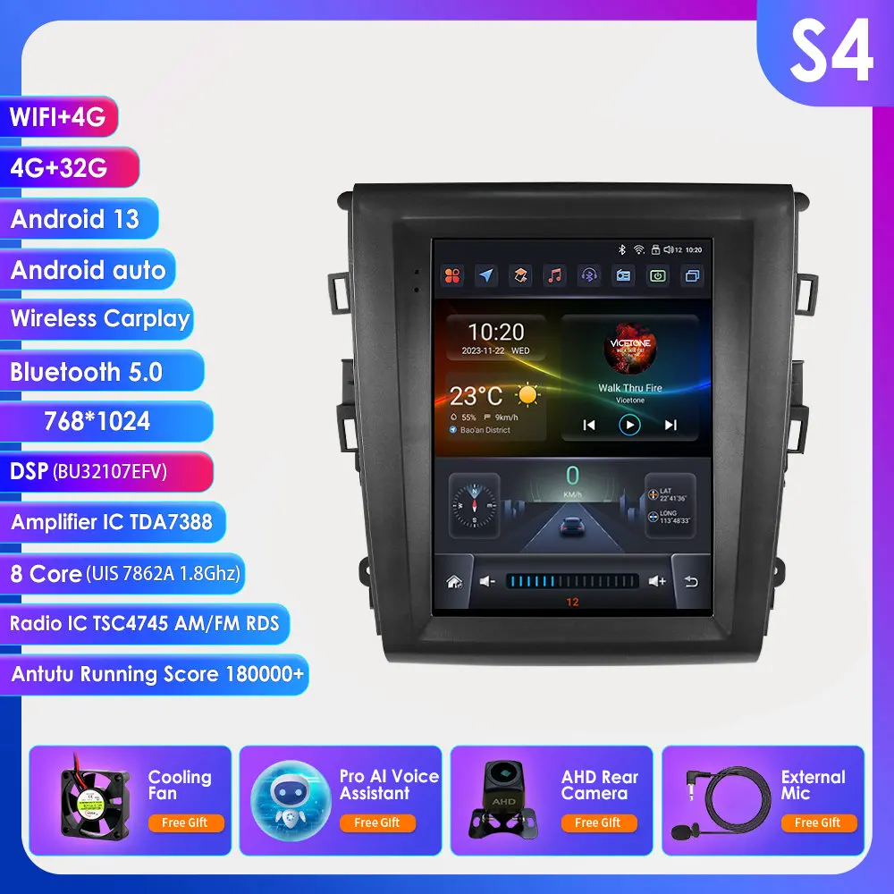 Auto Intelligente Radio voor Ford Fusion Mondeo MK5 A/C 2013-2019 Draadloze Carplay Android Auto 9.7 ''4G WIFI Autoradio Stereo