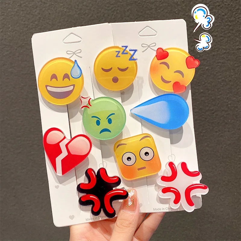 9pcs/set Cute Cartoon Funny Expression Hair Clips For Women Girls Sweet Hair Ornament Hairpin Barrettes Lovely Hair Accessories