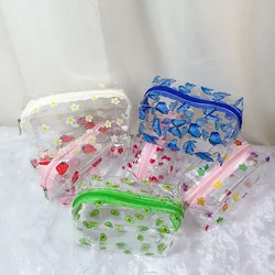 Waterproof Toiletry Organizer Cute Print Avocado Flower Peach Travel Cosmetic Bag Transparent Makeup Bags for Women Girls Clear