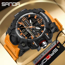 SANDA Brand New G Style Men's Watches 50M Waterproof Outdoor Sports Military Quartz Watch For Male LED Digital Wristwatch Clock