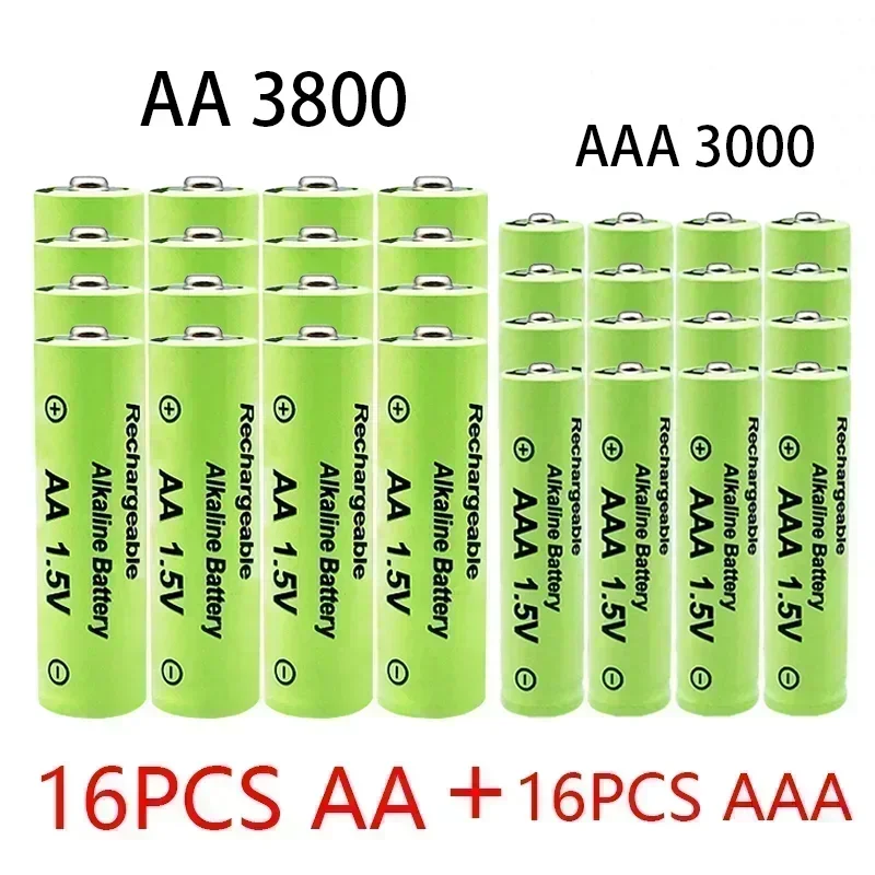 NEW 1.5V AA + AAA NI MH Rechargeable AA Battery AAA Alkaline 2100-3000mah For Torch Toys Clock MP3 Player Replace Ni-Mh Battery