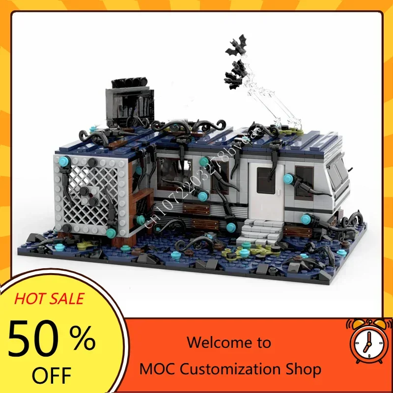 

1100 шт. перевернутая гитара Eddie Munson, сцена GOD, MOC Streetview, день рождения, город, архитектура, креативные игрушки, подарки для детей в возрасте