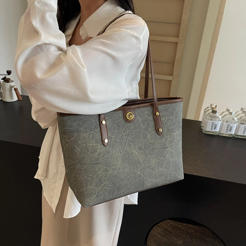 LEFTSIDE Big Retro PU Leather Underarm Bags for Women 2024 Y2k Trend Korean Fashion Shoulder Bag Lady Silver Handbags Tote Bag