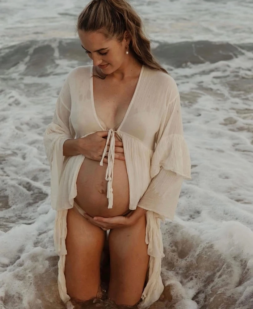 Maternity Dress Photoshoot Boho Adjustable Empire Waist Pregnancy Gown Dresses for Baby Shower Party Photo shoot