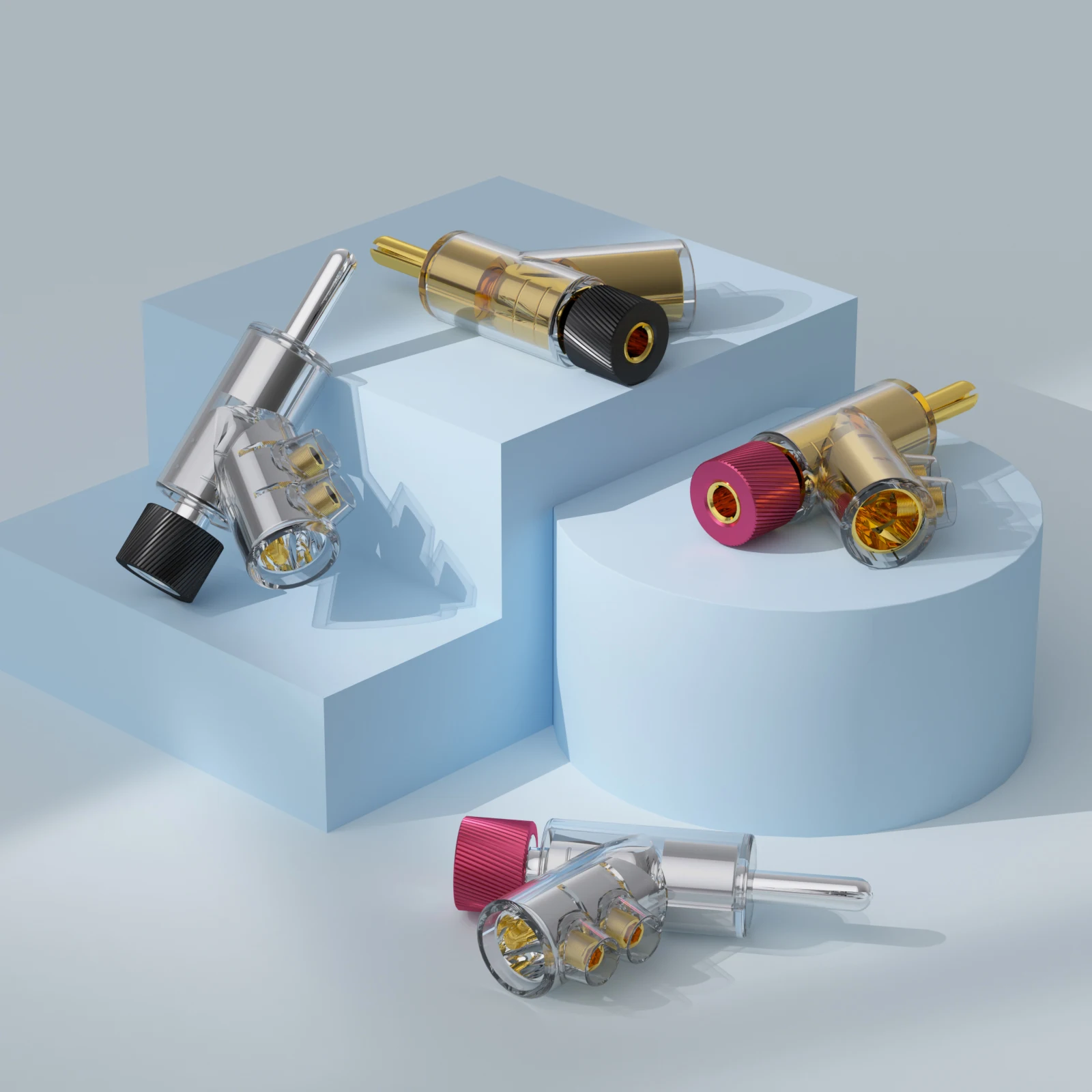 Preffair Banana Plug 45 Degree Banana Connector Double Screw Speaker Banana Plug Lockable Speaker Cable