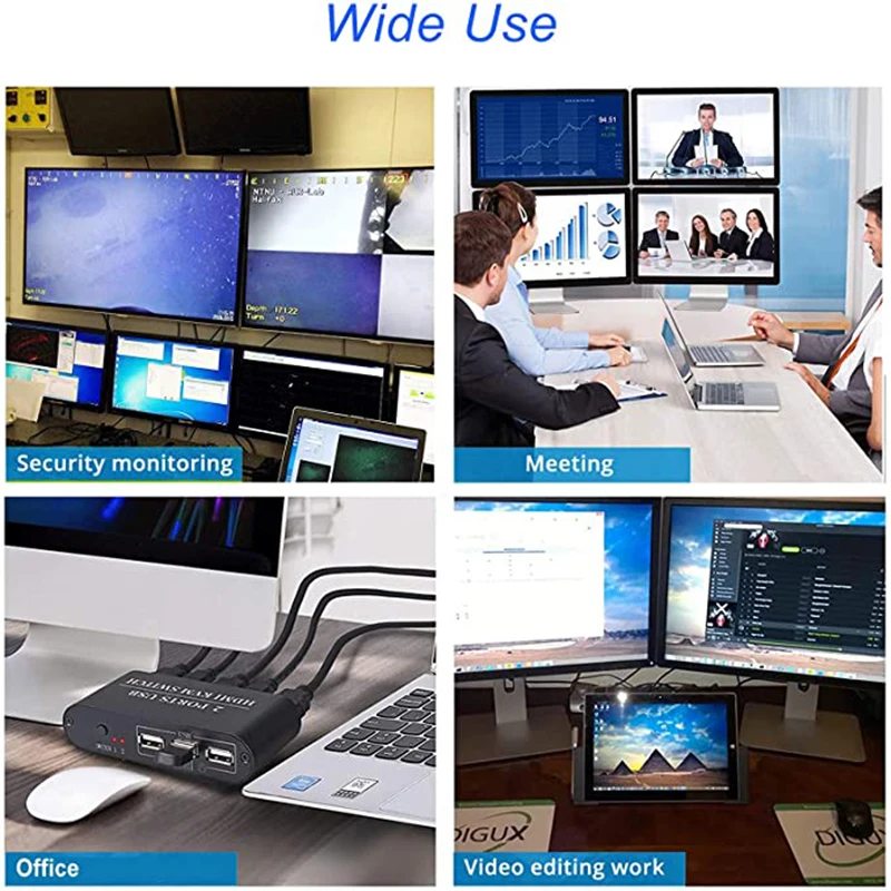 HDMI KVM Switch 2 Port Box Bagikan 2 Buah dengan Satu Monitor 4K @ 30Hz dengan USB2.0 Mendukung Koneksi Keyboard dan Mouse
