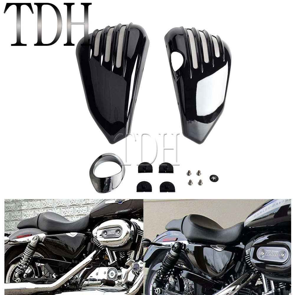 

Motorcycle Battery Side Covers Protection for Harley Sportster Iron XL 1200 883 Custom Seventy Two SuperLow Forty Eight 2014-21