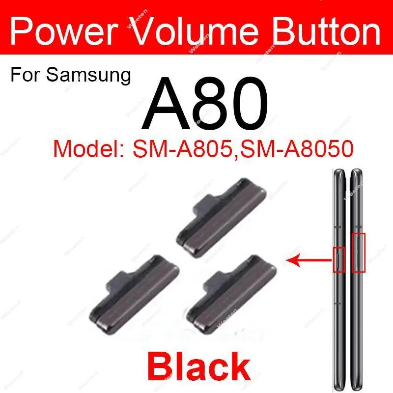 Botão liga / desliga de volume para Samsung Galaxy A80 A805F 805X A805N A8050 Botão de volume liga / desliga substituição da tecla lateral de energia