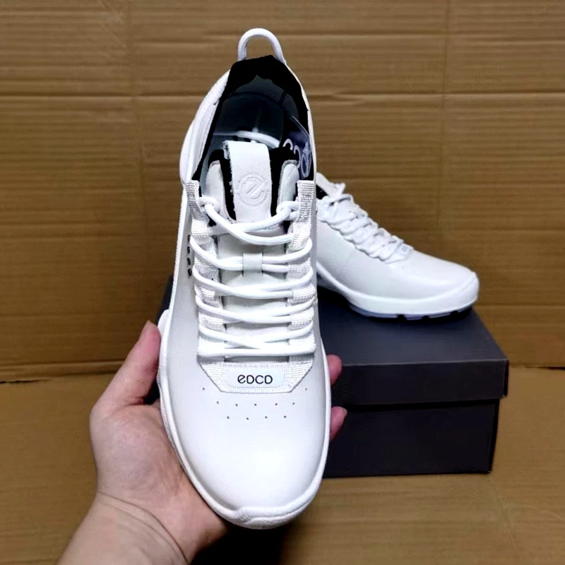 Men\'s Genuine Leather Sneakers, Comfortable, Breathable, Anti-Slip, Outdoor Sports, Running, Golf Shoes, High Quality