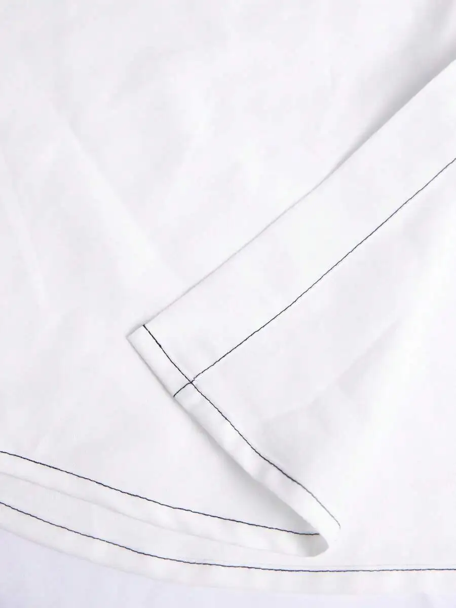 

Men Casual Button Up Shirt Solid Color Long Sleeve Turn-Down Collar