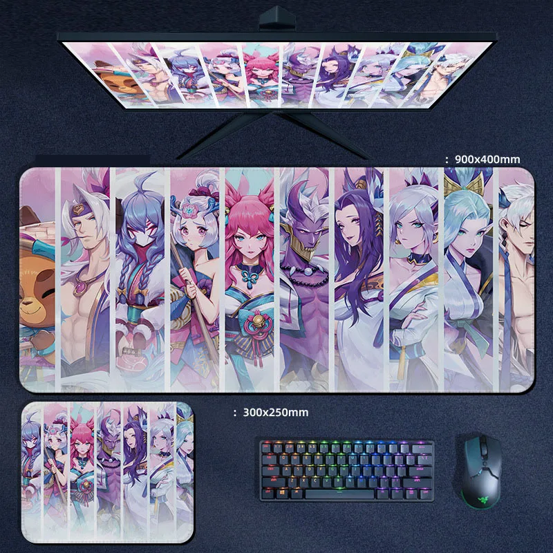 Grande bonito mouse pad lol jinx teclado de jogos tapete acessórios para computador protetor de mesa kawaii mousepad gamer anime mause almofadas