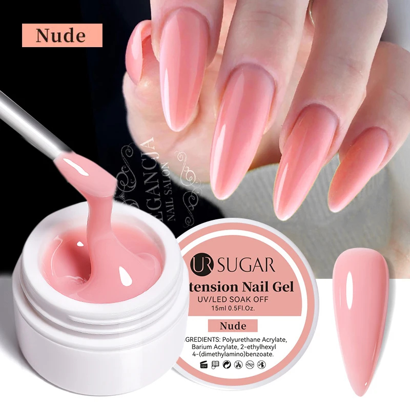 UR SUGAR 15 ml Verlängerung Nagel Gel Nagellack Nägel Fingerform Klar Nude Pink Nail Art Camouflage Hartgel Acryl Nagel Maniküre