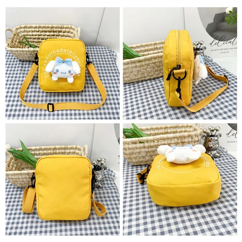 Bolsa de mensajero de Anime Sanrios Cinnamoroll para niños, bolso de pecho de moda, mochila de viaje de lona de dibujos animados, bolso de hombro cruzado