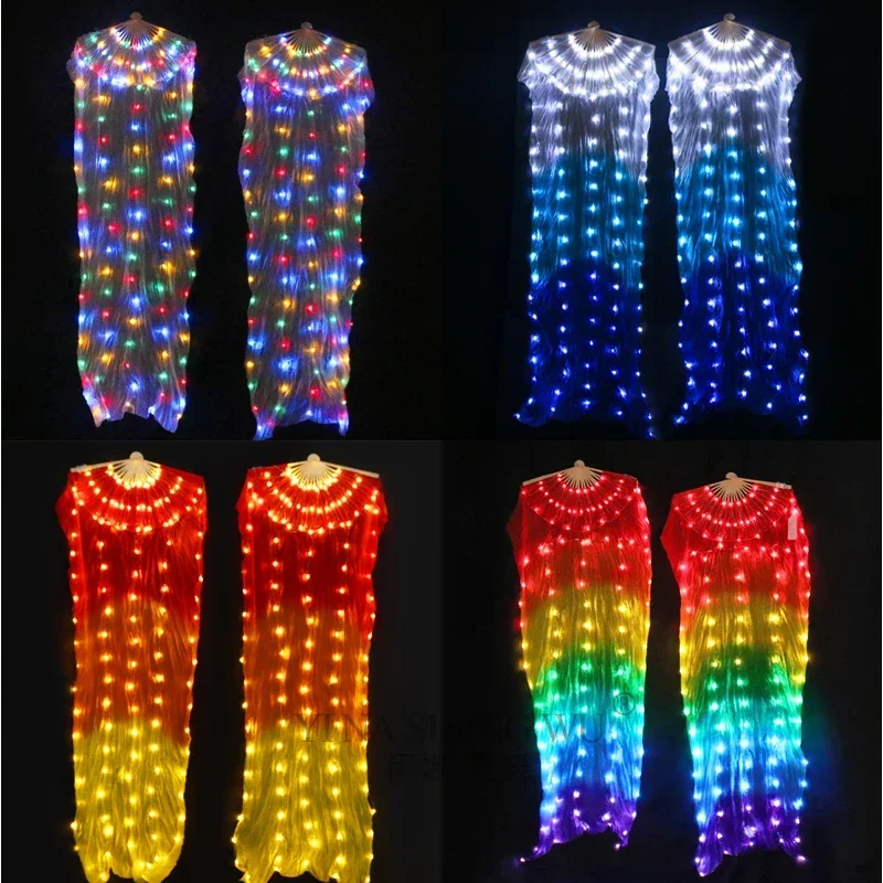 Belly Dance Led Fan Veil Rainbow Color Carnival Custumes Performance Props Bellydance Led Fans Veils Hand Fan 1 pc / 1 pair