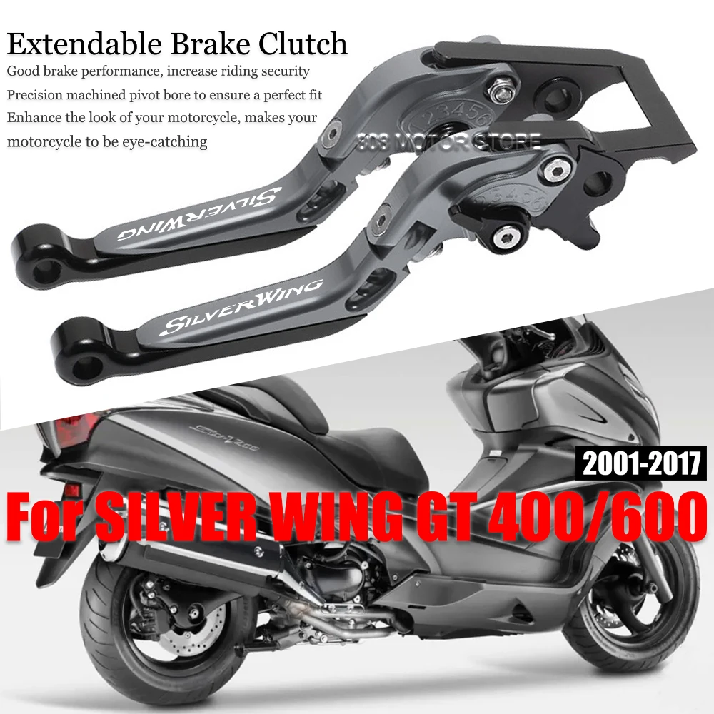 

Motorcycle Accessories CNC Adjustable Folding Extendable Brake Clutch Levers Handle For Honda silver wing gt 400 600 2001-2017