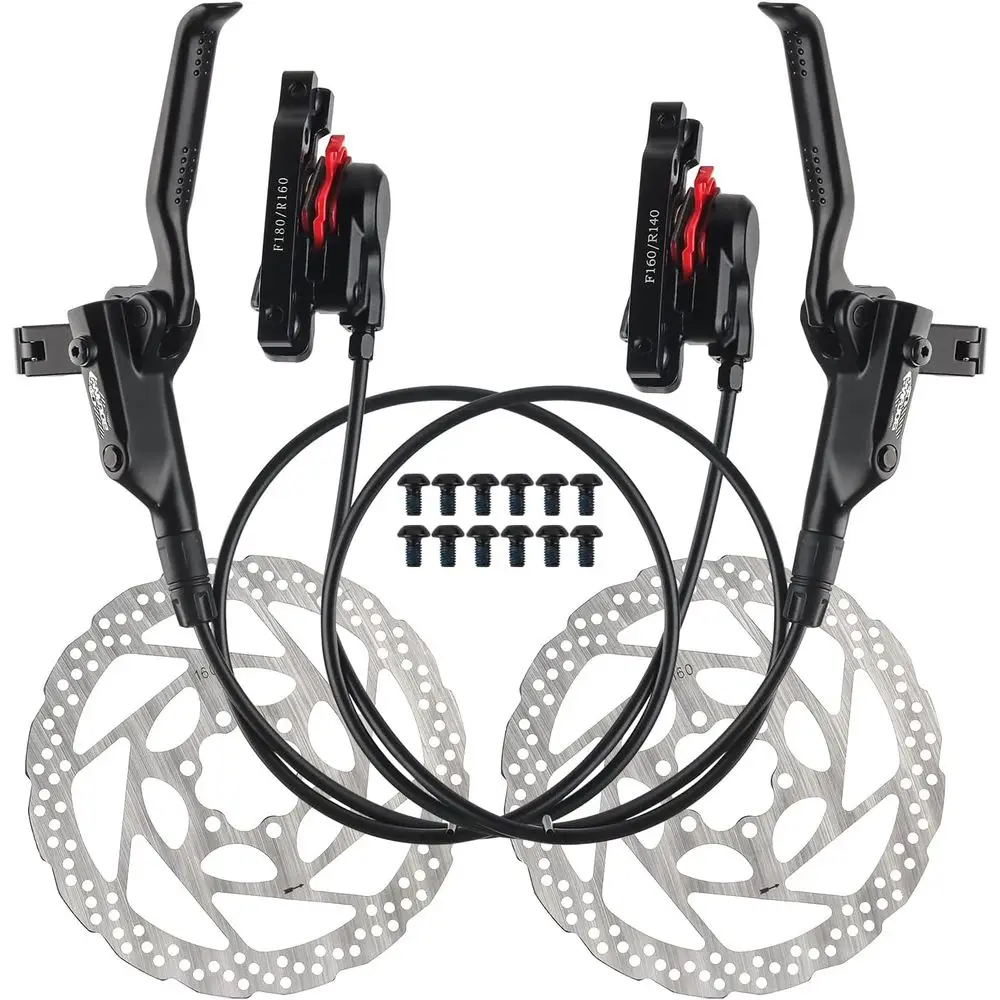 

Aluminum Front & Rear Disc Brake Set for MTB and E-Bike, 800mm Right, 1400mm Left, with IS/PM Adapter
