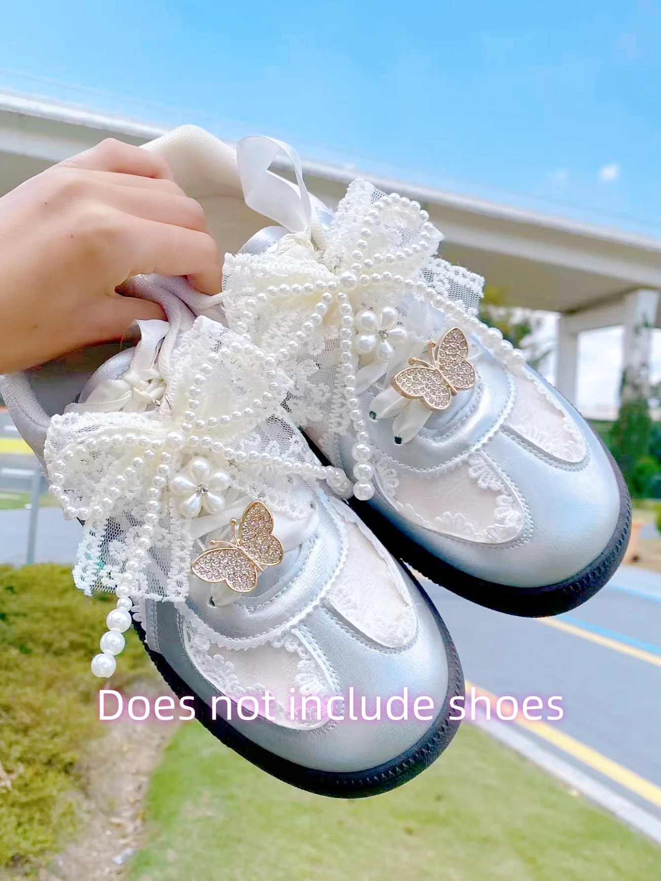 6 pieces of pearl bow rhinestone butterfly shoes decorations - DIY detachable shoe accessories, shoe decoration parts, holiday g