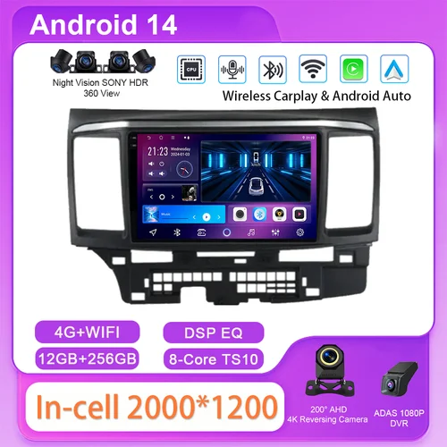 Android Auto Radio Für MITSUBISHI LANCER 9 10X2008 2009 2010 2011-2016 Multimedia Video Player WIFI + 4G Navigation GPS DSP 2 Din