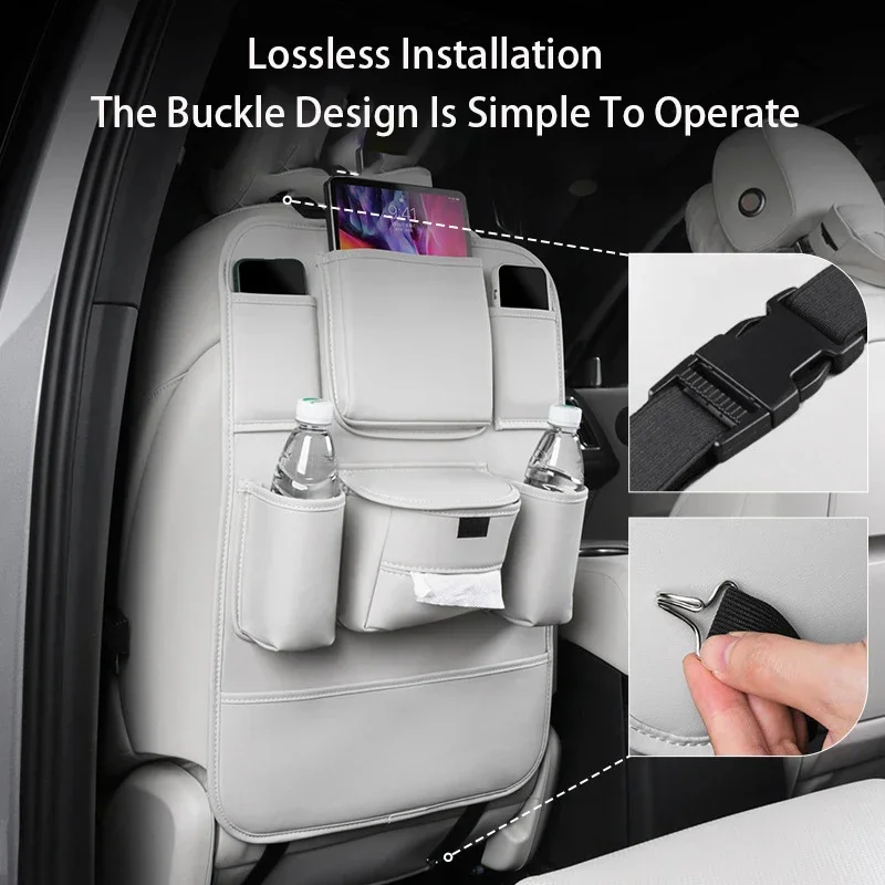 Car Seat Back Storage Bag Large Capacity PU Leather Car Backseat Organizer Storage Bag for Li Lixiang L6 L7 L8 L9 2022 2023 2024