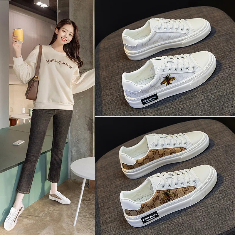 European station canvas women\'s shoes spring thin breathable low-top casual white shoes trend fashionable hundred board shoes