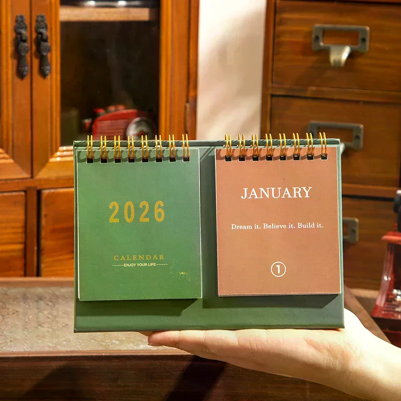 

2026 Desk Calendar Mini Portable Simple English Handmade Desktop Decoration Office Daily Record Study Decor Desk Accessories