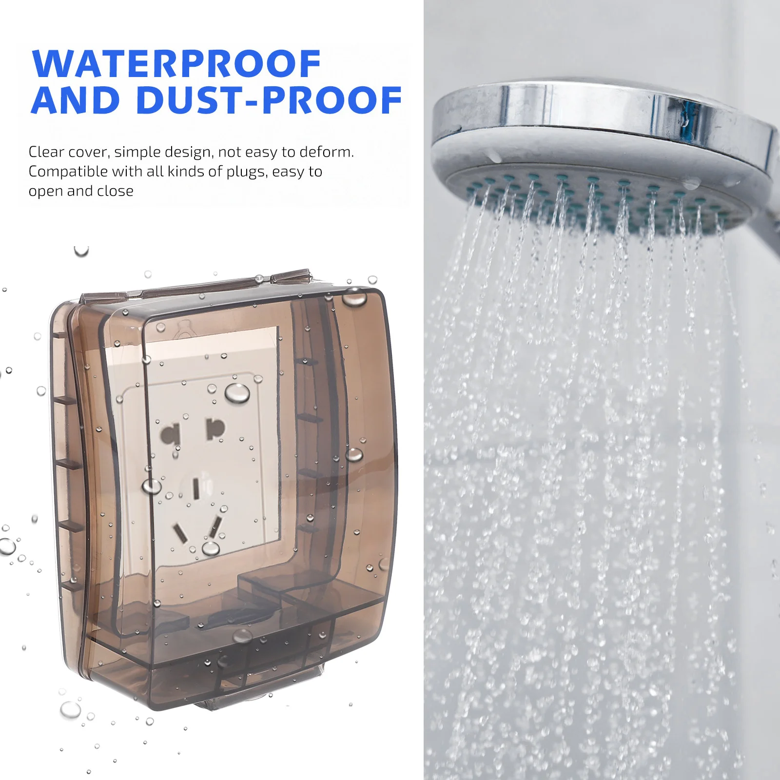 

2 set Waterproof Socket Cover Transparent Outdoor Protector Splash Proof Dust Proof Wall Mount No Drill Socket Accessories