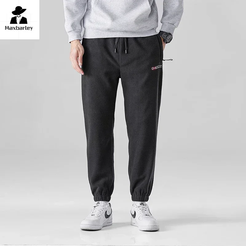 Brand Winter Wool Sweatpants Men's Thickened Double-sided Fleece Casual Trousers Jogger Men's Outdoor Down Cotton Warm Pants