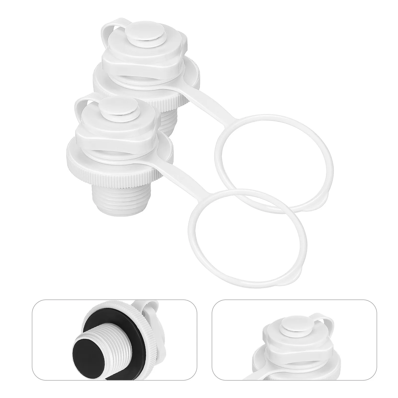 3Pcs White Spiral Screw Valve Inflatable Plug Replacement 22Mm Thread Kayak Air Valve Quick Inflate Deflate Anti-Leakage Pool