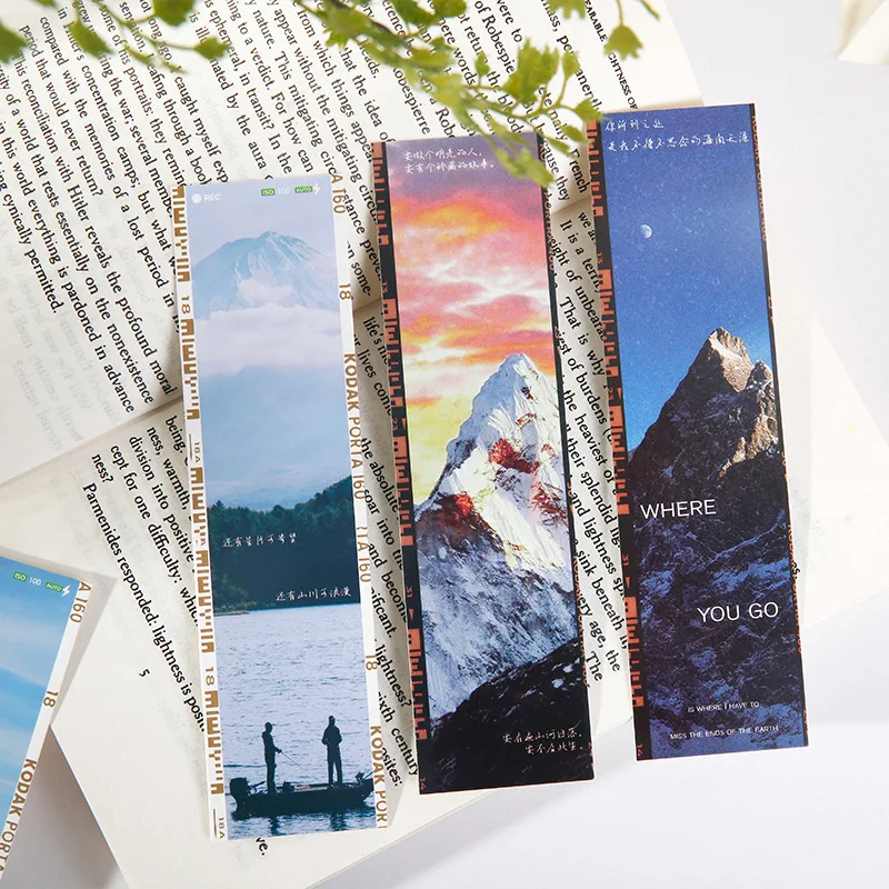 30 Pcs/Set Mountain Peaks And Sunset Series Bookmark INS Beautiful scenery Reading Book Holder Gift Stationery